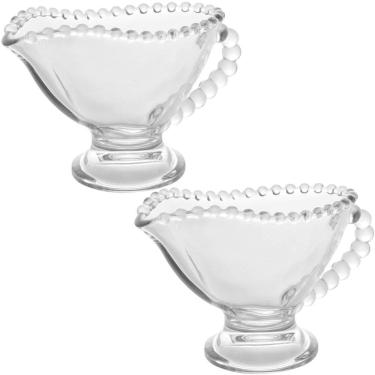 Imagem de Kit 2 Molheiras Pearl de Cristal 140ml com Alça Porta Molhos Mesa Posta Servir Caldas Wolff