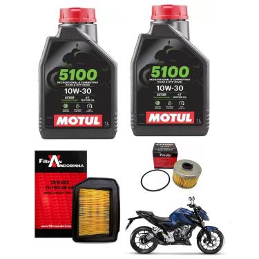 Imagem de  Troca De Óleo 2L Motul 5100 10W30 4T Semi Sintético + Filtro De Ar + Filtro De Óleo Cb300f Twister