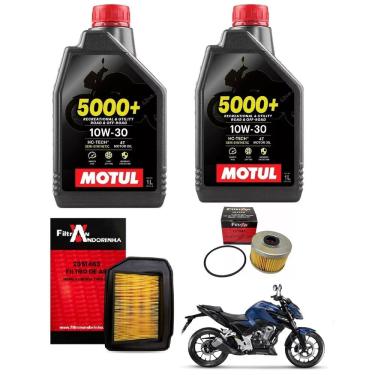Imagem de Troca De Óleo 2L Motul 5000+ 10W30 4T Semi Sintético Cb300f Twister + Filtro De Ar + Filtro De Óleo