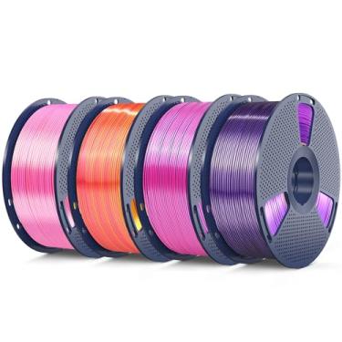 Imagem de SUNLU Filamento de seda de duas cores 4 kg, filamento de impressora 3D PLA de seda 1,75 mm, precisão dimensional +/- 0,02 mm, carretel de 1 kg (1 kg), pacote com 4, PLA Silk Dual Color