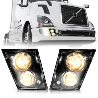 Imagem de Unitedlu Substituição de lâmpada de neblina para conjunto de pares de caminhões Volvo VNL 2003-2017 (preto-dois)