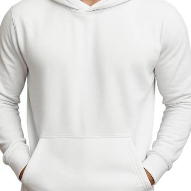 Imagem de moletom unissex canguru algodão - JE Confecções, Branco, P