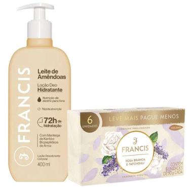 Imagem de Kit Francis Loção Hidratante Leite De Amêndoas 400ml + 6 Sabonetes em 