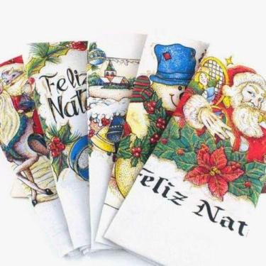 Imagem de Pano Prato Copa Guardanapo Estampado Natal 10 Unid - Babilar