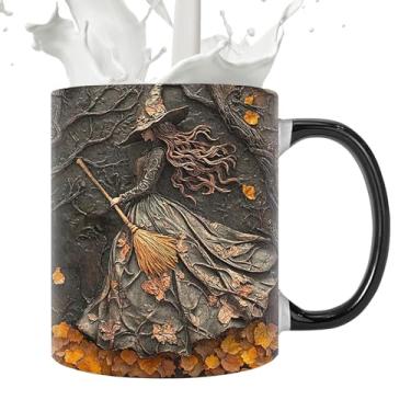Imagem de Rrlihjgu Caneca da fermentação da bruxa, caneca do chá da bruxa - Xícaras de café de Halloween,Copos cerâmicos da caneca do Dia das Bruxas, bebendo elegante Dia das Bruxas à moda 350ml para