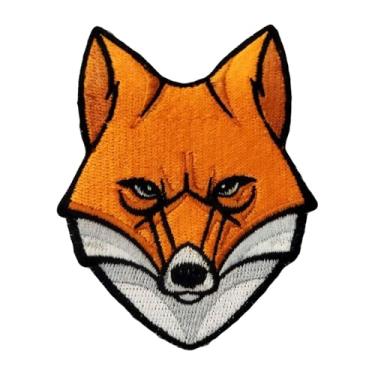 Imagem de Patch de bordado de raposa animal, adesivos de moral militar tático de desenho animado com gancho e laço costurados para roupas, vestidos, chapéus, bolsas