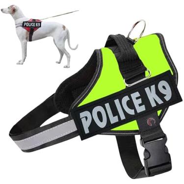 Imagem de Coleira Peitoral Para Cachorro Porte Pequeno Médio e Grande Colete Confortável Policia K9 (Verde Limão, M)