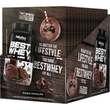 Imagem de Best Whey Atlhetica Display Com 15 Sachês Double Chocolate - Atlhetica