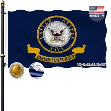 Imagem de VOLTA Emblema marinho de 1,2 x 1,8 m bandeira dupla face resistente ao ar livre, poliéster resistente a intempéries de 3 camadas com cabeçalho de lona/ilhós de latão (design espelhado autêntico)