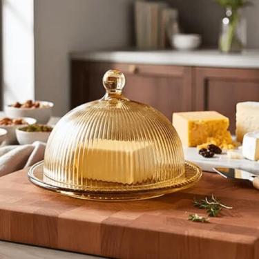 Imagem de Queijeira Vidro Canelado Ambar Elegante Graffiato (Ambar, Queijeira)