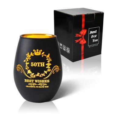 Imagem de MHLEGO Presentes de aniversário de 50 anos para ela, taça de vinho vintage, decorações de aniversário de 50 anos para mulheres, ideia de presente de aniversário engraçada, presente de aniversário de