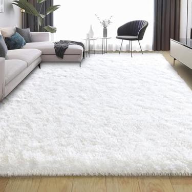 Imagem de Ailyei Tapetes brancos para sala de estar 20 x 25 cm, tapete felpudo grande ultramacio para quarto, tapete de pelúcia grande e fofo para meninas, meninos, crianças, dormitório, atualização