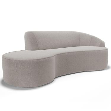 Imagem de Sofá 3 Lugares Curvo Sala de Estar Living Firenze Direito D02 Bouclê Bege 180 cm B-62 - Lyam