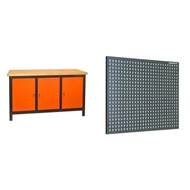 Imagem de Conjunto de Organização Profissional 1 Bancada Aberta 150cm 1 Painel para Ferramentas em Aço Presto Preto