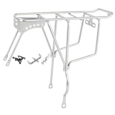 Imagem de Baoblaze Suporte de bagageiro traseiro para bicicleta, capacidade de 250 kg, porta-bagagem para mountain bike, suporte para carga para ciclismo e mountain bike, Prata