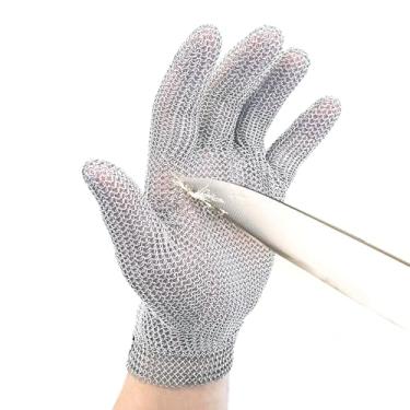 Imagem de SJZ SUN RUN Luva Ansi A9 Resistente A Cortes, De Aço Inoxidável Grau Alimentício, Com Malha Metal, Luvas Cota Malha, Para Açougueiro, Cortar Carne, Descascar Ostras, Fatiar Filé Peixe, Mandolina, Pr