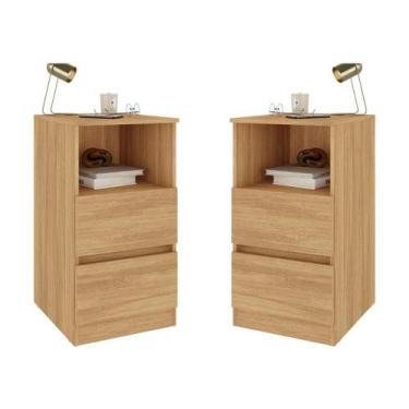 Imagem de Kit 2 Mesas de Cabeceira 38,5cm 2 Gavetas Multimóveis MP4501, Madeirad