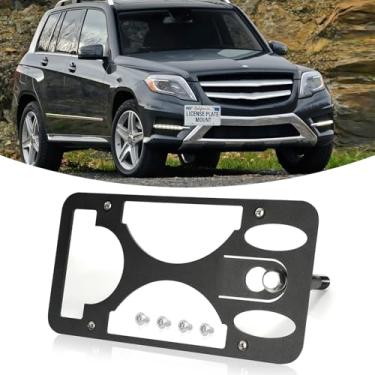 Imagem de Suporte de montagem de placa de carro para para-choque dianteiro compatível com Mercedes-Benz GLK-Class (pacote base/AMG) 2010-2015, sem suporte de placa de perfuração, molduras de substituição com