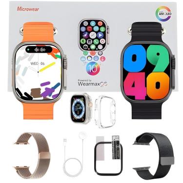 Imagem de Smartwatch Ultra W69+ Plus Relógio Inteligente 49mm Kit Amoled Gps Nfc Microwear WearmaxOS C/Nf-Unissex