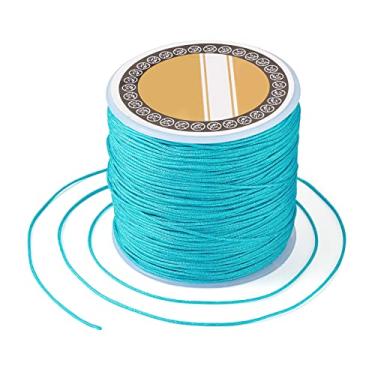 Imagem de Cordão de nylon de 0,8 mm para fabricação de pulseiras chinesas de 109 metros, fio de contas para pulseiras trançadas Kumihimo, colares de macramê artesanal, sino de vento (turquesa)
