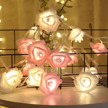 Imagem de Cordão de luzes LED de 1,5 m rosa branca (pilhas não incluídas), decoração romântica de proposta de casamento - branco quente