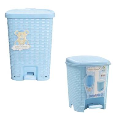 Imagem de Kit Lixeiras Smart Com Cesto Interno 15L + 6L Azul Bebê & Mamãe - Monte Libano