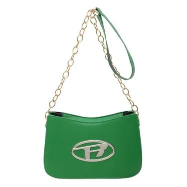 Imagem de Bolsa clutch de mão, bolsa de ombro para mulheres, mini bolsa Hobo, retrô, de couro vegano, bolsa moderna, Verde