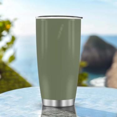 Imagem de Copos isolados de 590 ml Caneca Copo Presentes de Aniversário para Homens Pai Avô Meninos Acessórios Essenciais de Viagem Must Have Cold Iced Handle Camp Green