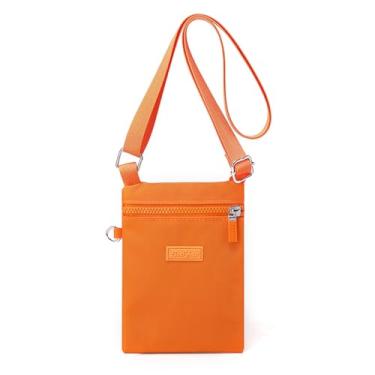 Imagem de Bolsa tiracolo feminina, bolsa de ombro e bolsa quadrada pequena de mão - Inclui design de pendurar no pescoço, serve para telefones para uso diário, Laranja