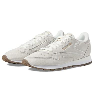 Imagem de Reebok Tênis feminino de couro clássico, Giz/Branco/Goma, 9.5