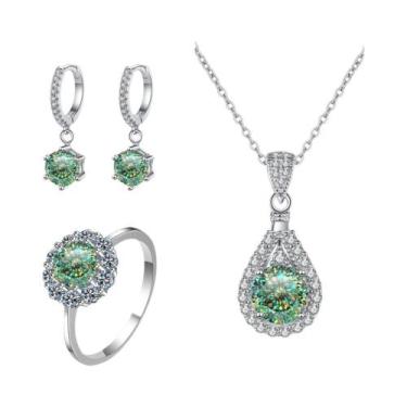 Imagem de Conjunto de Joias com Charme Moissanita - Prata Esterlina 925 - Anel, 