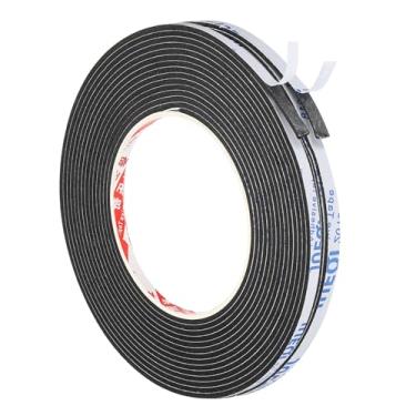 Imagem de Fita de espuma de vedação de 5 m, pacote com 2 tiras de vedação de 5 mm de largura, 2 mm/1 mm de espessura, face única, para isolamento de tubos de janela, preta