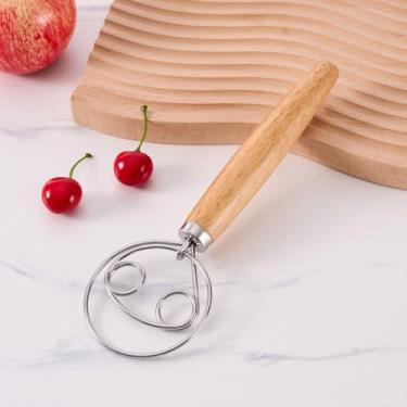 Imagem de Batedor de massa dinamarquês, misturador de massa de aço inoxidável para fazer pão, ferramenta resistente para fazer pão com alça, ideal para misturar massa, assar e usar na cozinha