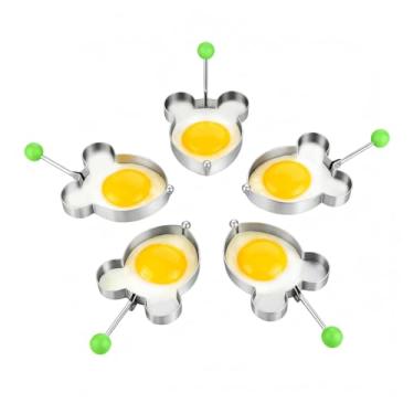 Imagem de 5 moldes de panqueca, moldadores de ovos de aço inoxidável para grelha, moldes de cozinha fáceis de limpar, várias formas, Mickey