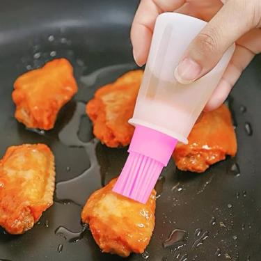 Imagem de Escova para garrafa de óleo de silicone (rosa escuro), pincéis de rego, grelha de cozimento de silicone, churrasqueira, óleo, mel, molho (1 peça)