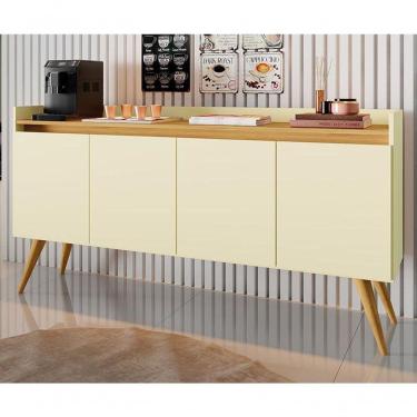 Imagem de Aparador Gold 4 Portas Com Pés De Madeira Perola/mel