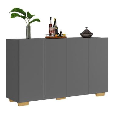 Imagem de Aparador Buffet 4 Portas Com Pés Quadrados Veneza Multimóveis V3557 Grafite/Natural Grafite/Natural