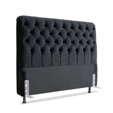 Imagem de Cabeceira De Cama Box Casal 138cm Pádua Veludo Preto
