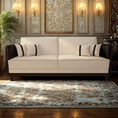 Imagem de Sofá 3 Lugares Modular Filipi 2,12m Sala Recepção Clínica Cor:suede Bege-corino Marrom