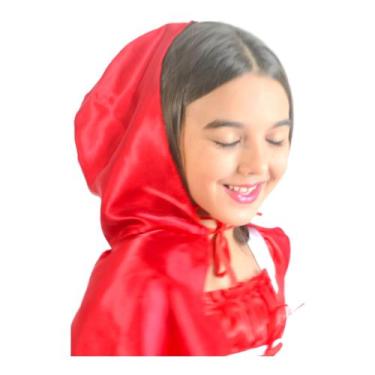 Imagem de Fantasia Feminina Capa Chapeuzinho Vermelho Adulto e Infantil Capuz - 