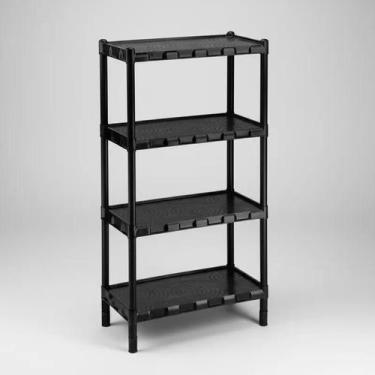 Imagem de Estante Multiuso Plástica Preta Agraplast Milão 4 Andares  Resistente,