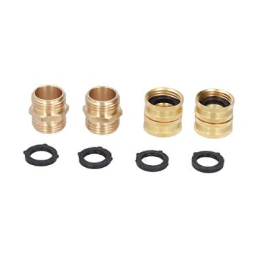 Imagem de Conector de mangueira de jardim 3/4 de latão duplo macho rosca fêmea adaptador de tubo de água de alta pressão à prova de ferrugem durável para equipamento de irrigação de jardim