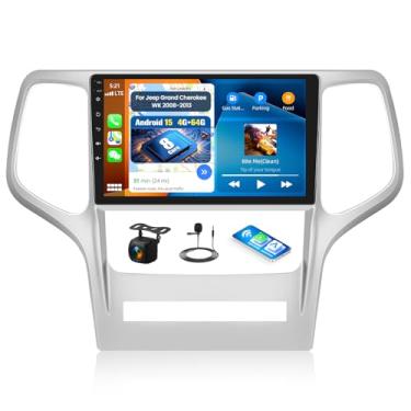 Imagem de [4+64G] Qualcomm Android 15 estéreo automotivo de 8 núcleos para Jeep Grand Cherokee WK 2008-2013 com carro sem fio e Android Auto, rádio automotivo de 22 polegadas com link espelhado, Bluetooth 5.1