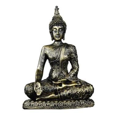 Imagem de Fxzqgnh Estátua de Buda Sentado, Escultura de Buda, Item de Colecionador, Decoração, Ornamento Religioso para Mesa, Figura de Resina para Uso Interno, Bronze, Tamanho real