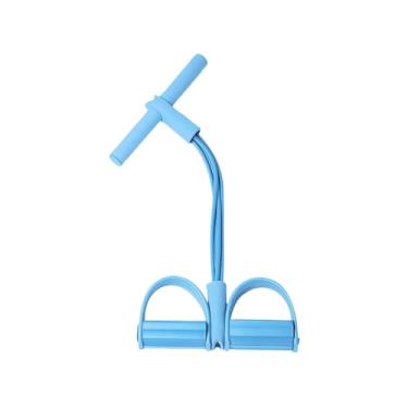 Imagem de Faixas de resistência de 4 tubos com pedais | Alongador de tornozelo e extrator de exercícios para academia em casa, ioga | Equipamento de fitness portátil para treinamento interno e externo