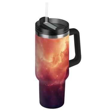 Imagem de SEHANY Copo Stars and Galaxy de 850 g com tampa e canudo, aço inoxidável de vácuo duplo isolado garrafa de água esportiva suporte para copo de café de viagem à prova de vazamento para bebida gelada