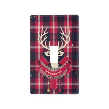 Imagem de Blueangle Capa para placa de parede para interruptor de luz - Merry Christmas Deer Light Switch Cover Decorativa Placa de Parede, Tamanho 1 - Gangue 4,53 x 2,76 polegadas #745