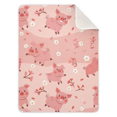 Imagem de SEHANY Lindo cobertor de bebê de porco rosa para meninos e meninas, cobertores macios e aconchegantes de algodão para bebês