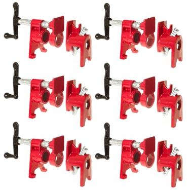 Imagem de IVWNNN Pacote com 6 braçadeiras de tubo de 3/10.2 cm para marcenaria com design de pé conjunto de braçadeira de tubo de colagem de madeira, ferro fundido resistente para marcenaria, carpintaria