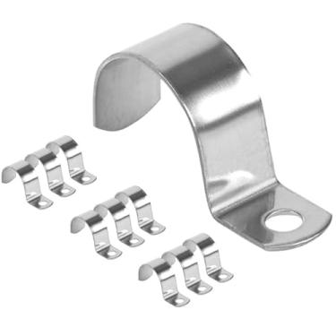 Imagem de AGUTEA Braçadeira de cabo de metal de aço inoxidável, clipe de fio de aço, design de orifício oval, correias de tubo EMT com 1 orifício para fixação de conduíte ou tubo EMT (pacote com 10) (3/4